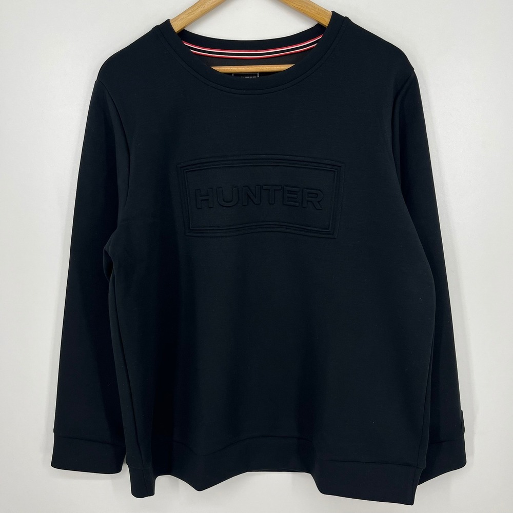 Hunter Mens Black Embossed Logo Crewneck Sweatshirt Size XL Pullover Solid